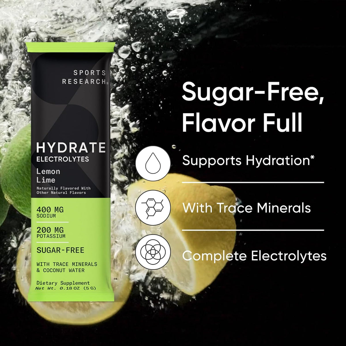Sports Research hydration stick packs with vitamins and coconut water