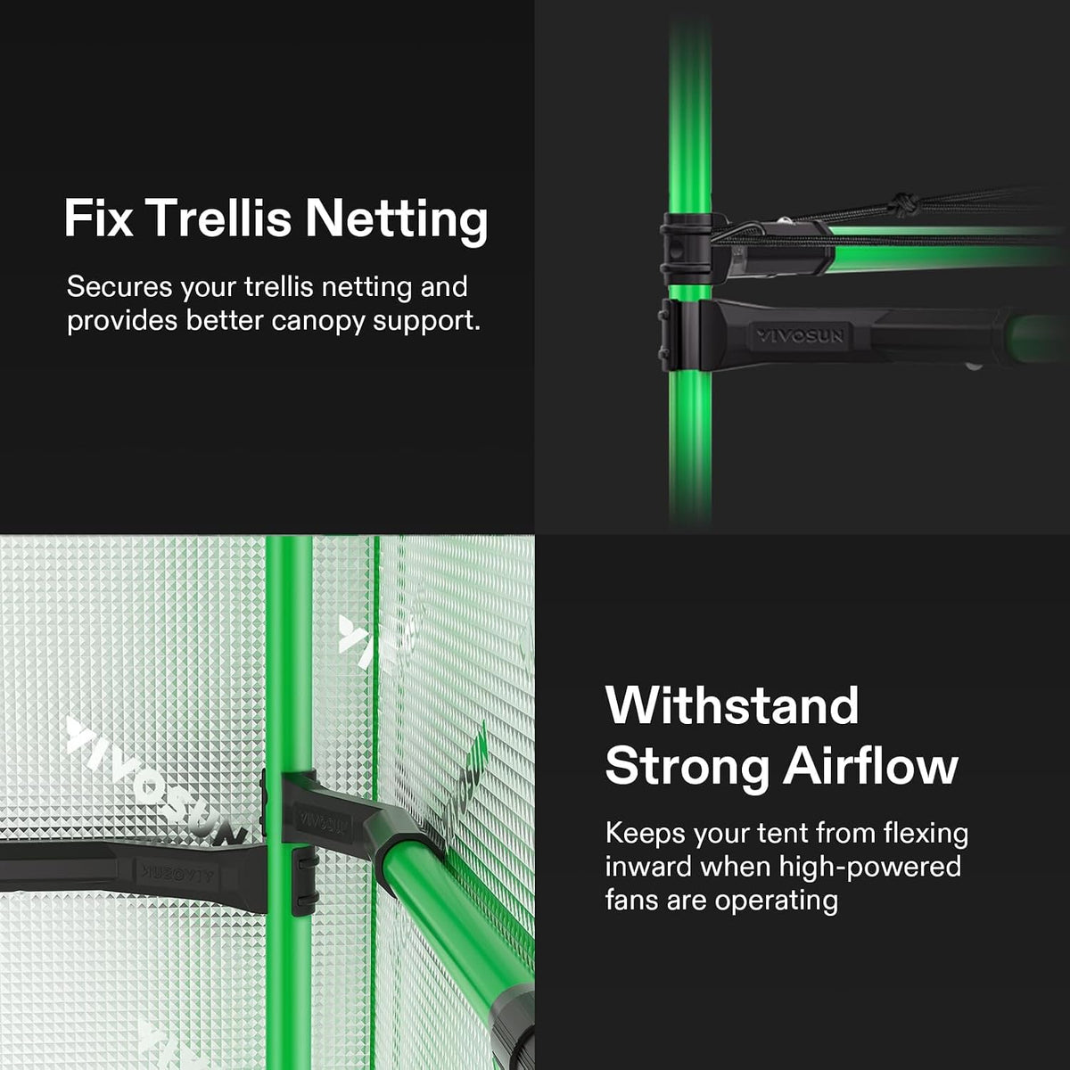 Vivosun high airflow support pole set components