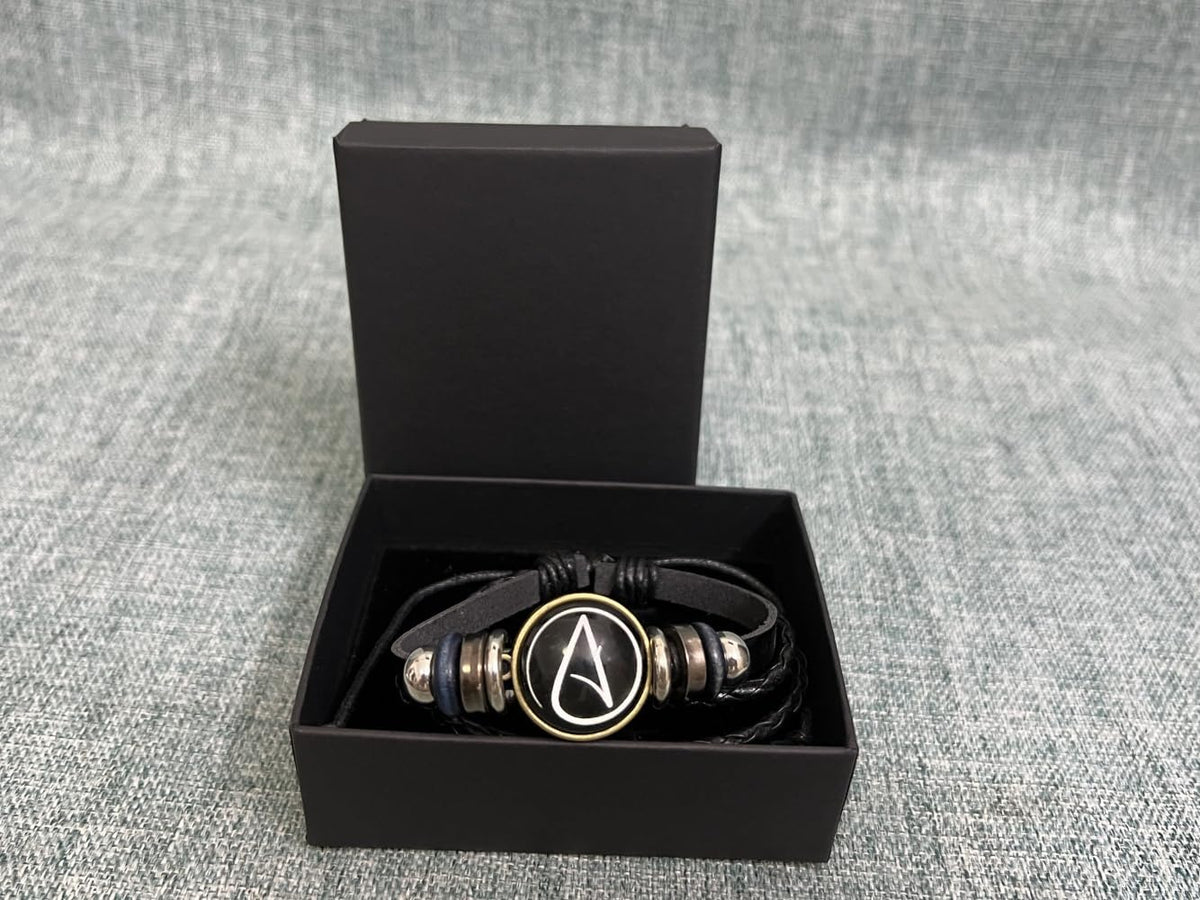 NEPOMI unisex atheist symbol bracelet worn on wrist