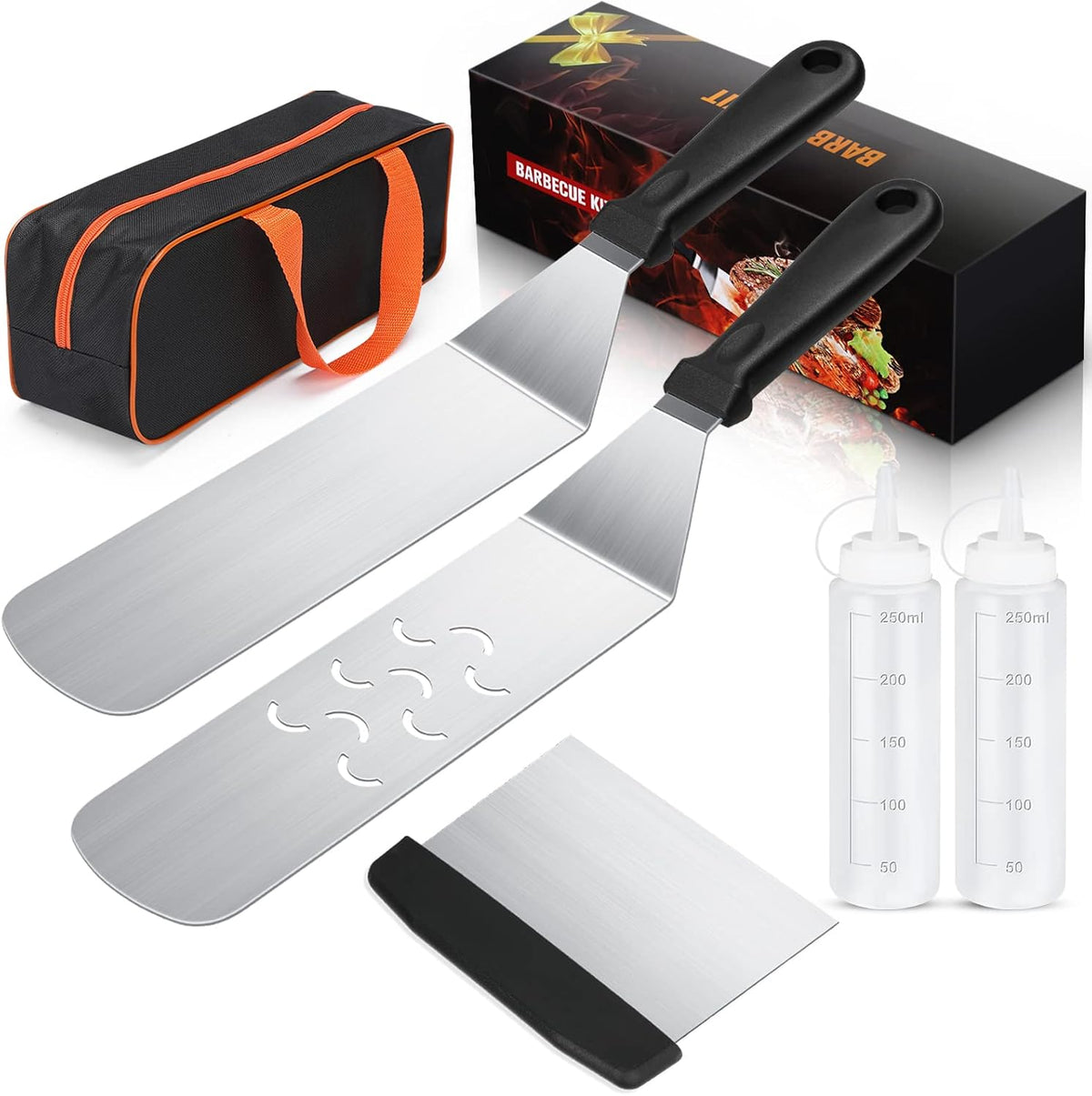 Aultong griddle accessories kit front view featuring stainless steel tools