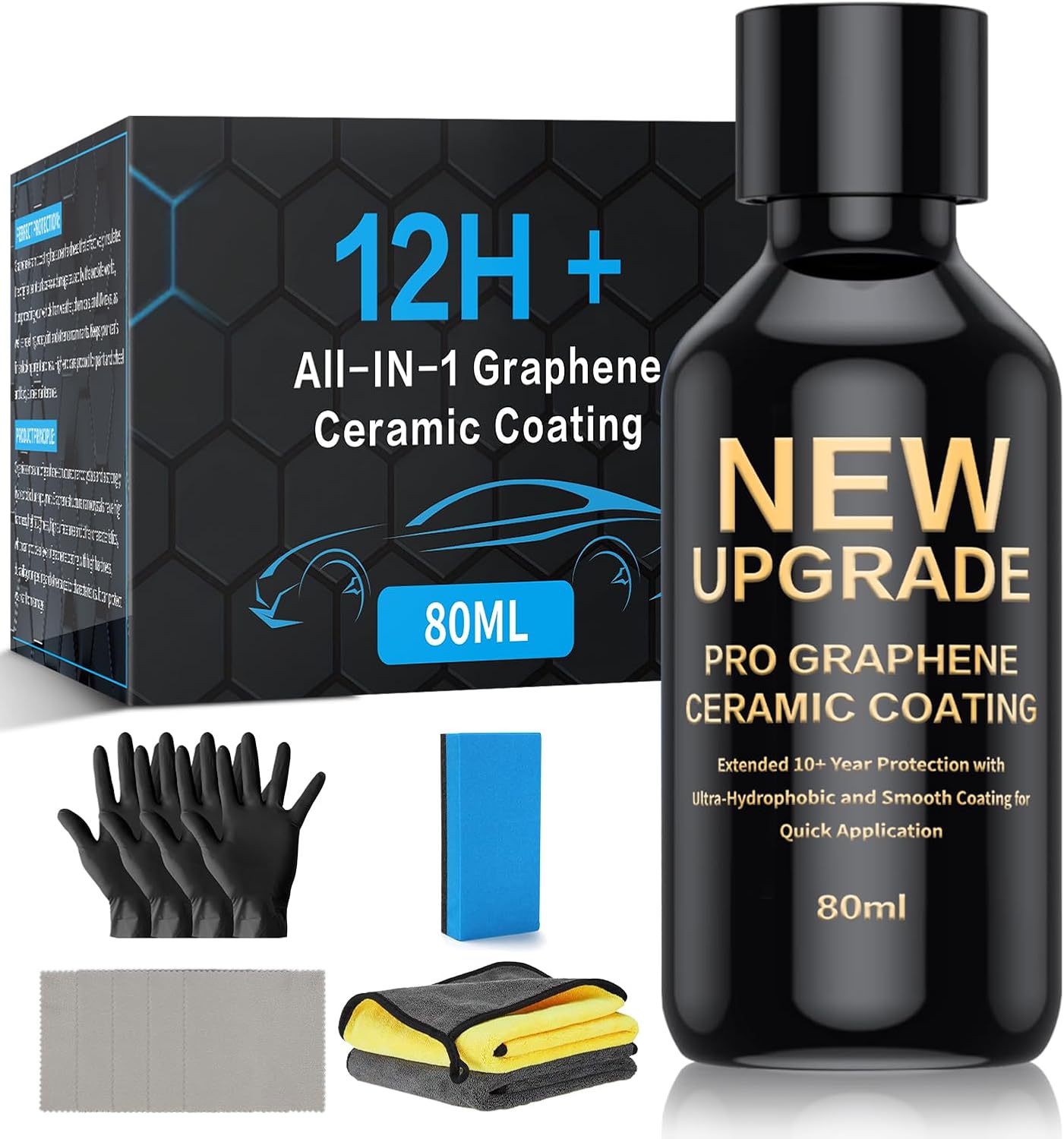 Weystom Graphene Ceramic Coating for cars 80ml bottle front view showing premium automotive detailing packaging.
