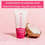Kopari non-toxic vegan body care set ingredient callouts showing organic coconut oil and sea kelp