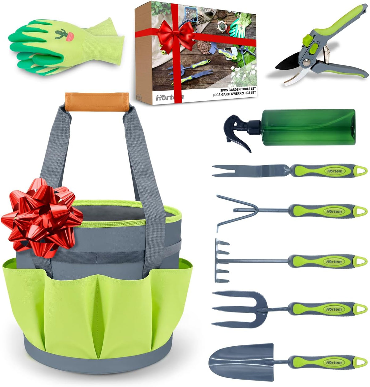 Altdorff garden tool set front view showcasing all nine pieces