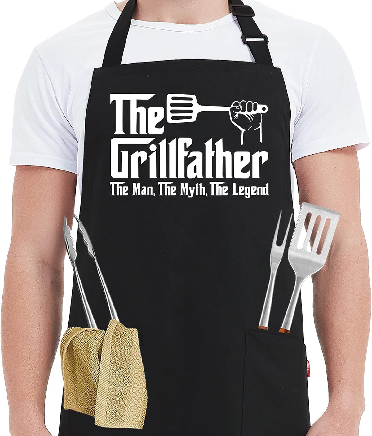 Kaidouma Funny Grill Aprons for Men Dad - Chef Cooking Grilling BBQ Apron | The Grillfather, Cotton, Adjustable, 2 Pockets, 40" Long Ties, Husband Dad Papa Gifts for Birthday Father's Day Christmas - Image 14