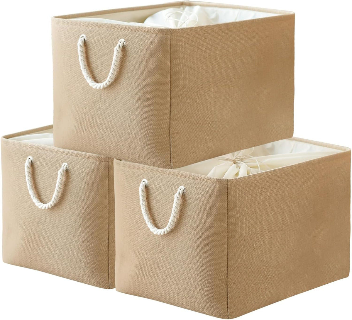 Foldable Small Storage Baskets with Strong Cotton Rope Handles [6-Pack] Gray Collapsible Storage Bins Set Works Room Storage, Nursery Baskets - Image 9