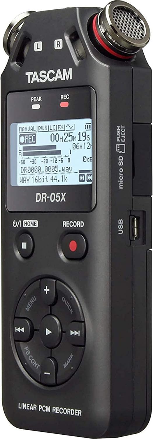 Tascam DR-05X Stereo Handheld Digital Audio Portable Recorder and USB Audio Interface, Pro Field, AV, Music, Dictation Recorder - Image 5