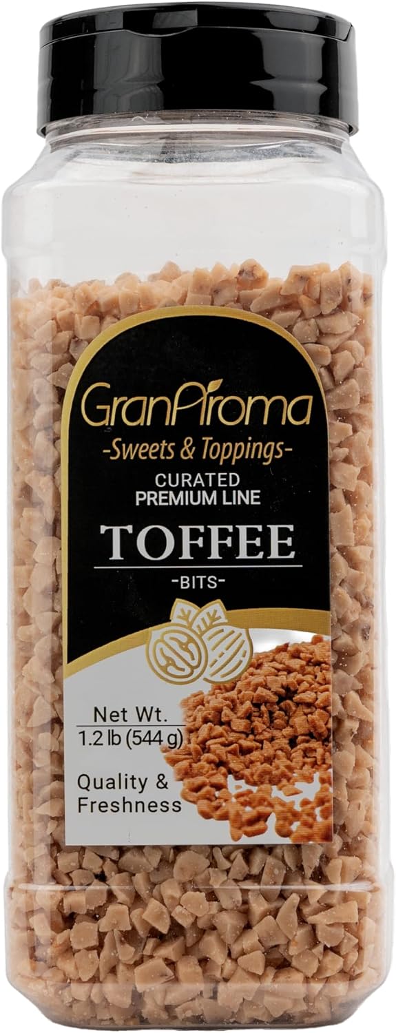 USA imported GranAroma dessert topping jar displaying product nutritional facts.