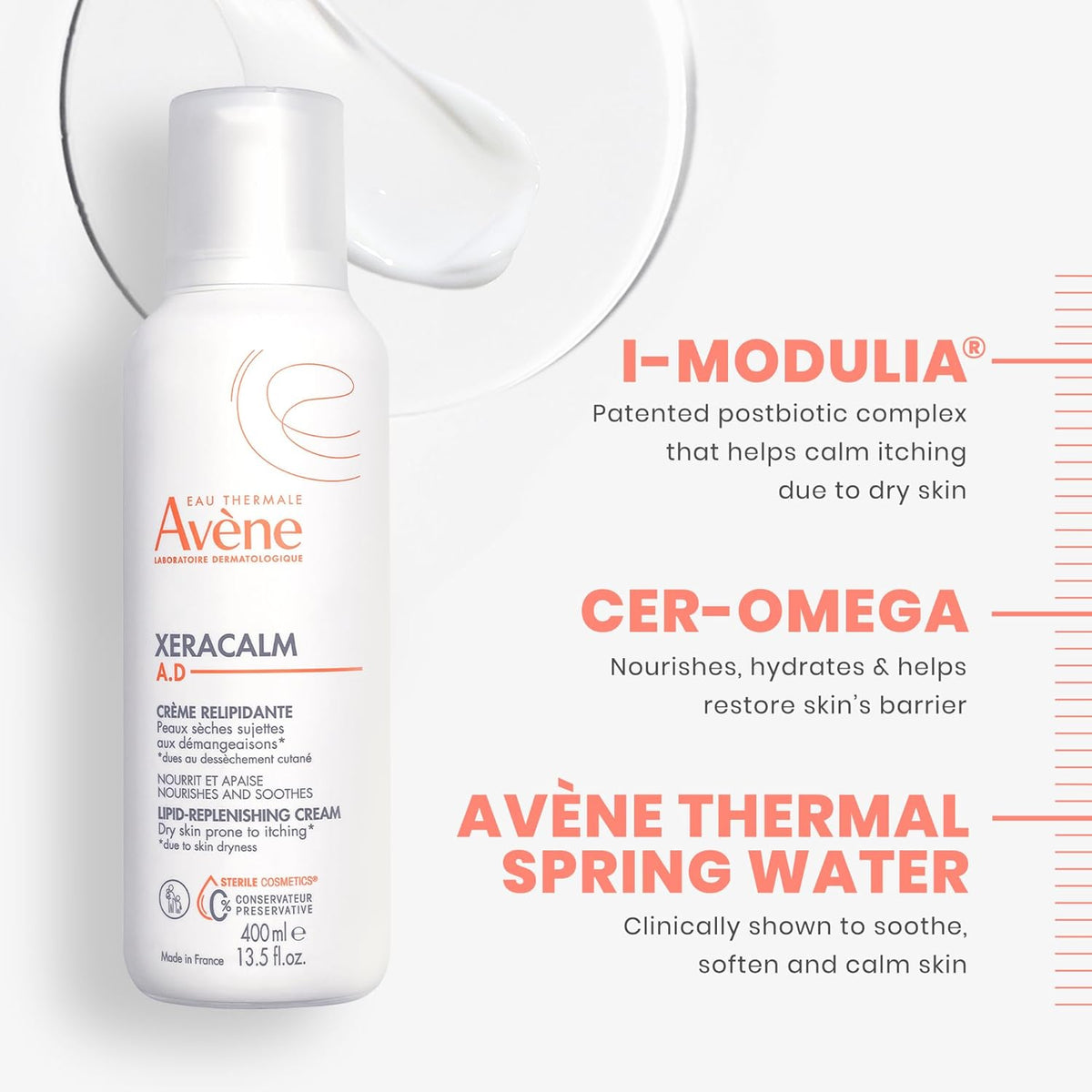 Avne XeraCalm A.D Lipid-Replenishing Cream, Atopic Dermatitis, Eczema-Prone, No Preservatives, Fragrance-Free, Pump, 13.5 Oz - Image 5