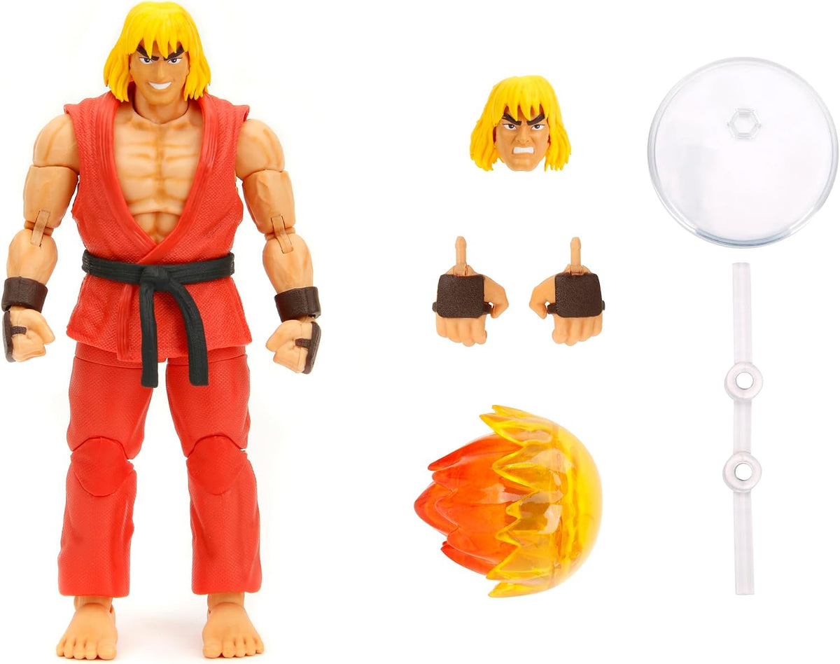 Jada Street Fighter II Ken figure with Hadouken fireball accessory