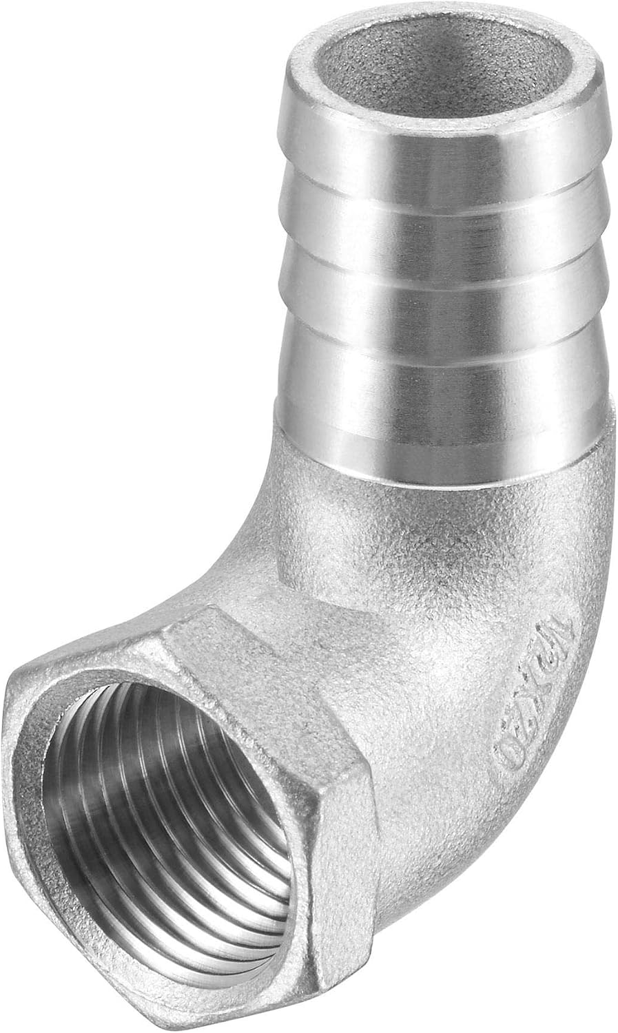 Hose barb fitting elbow packaged for delivery