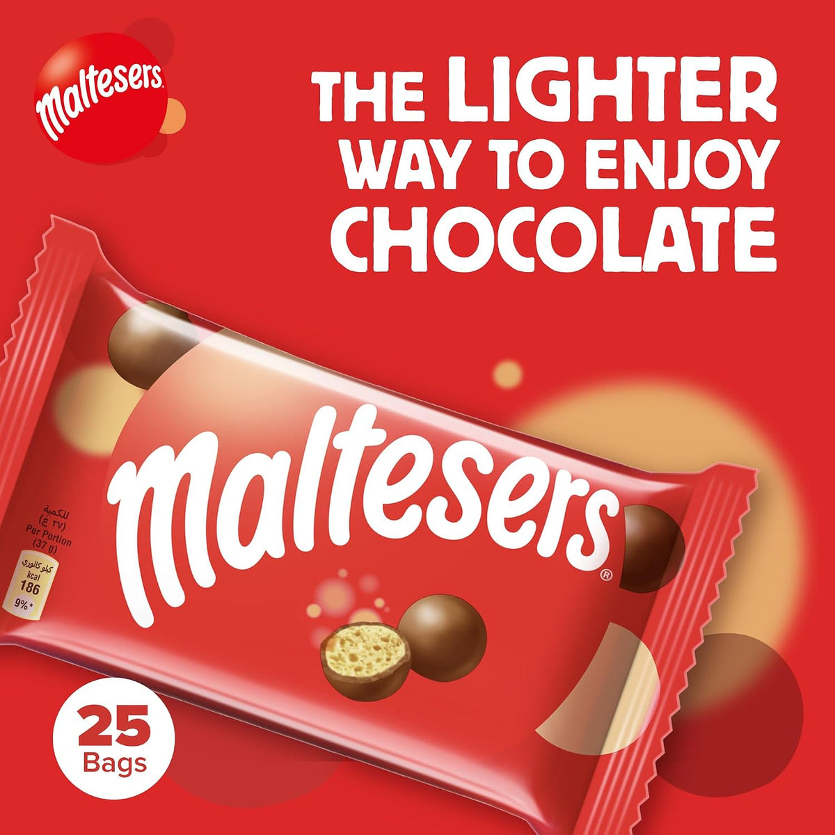 Maltesers chocolate box containing twenty-five individual packs