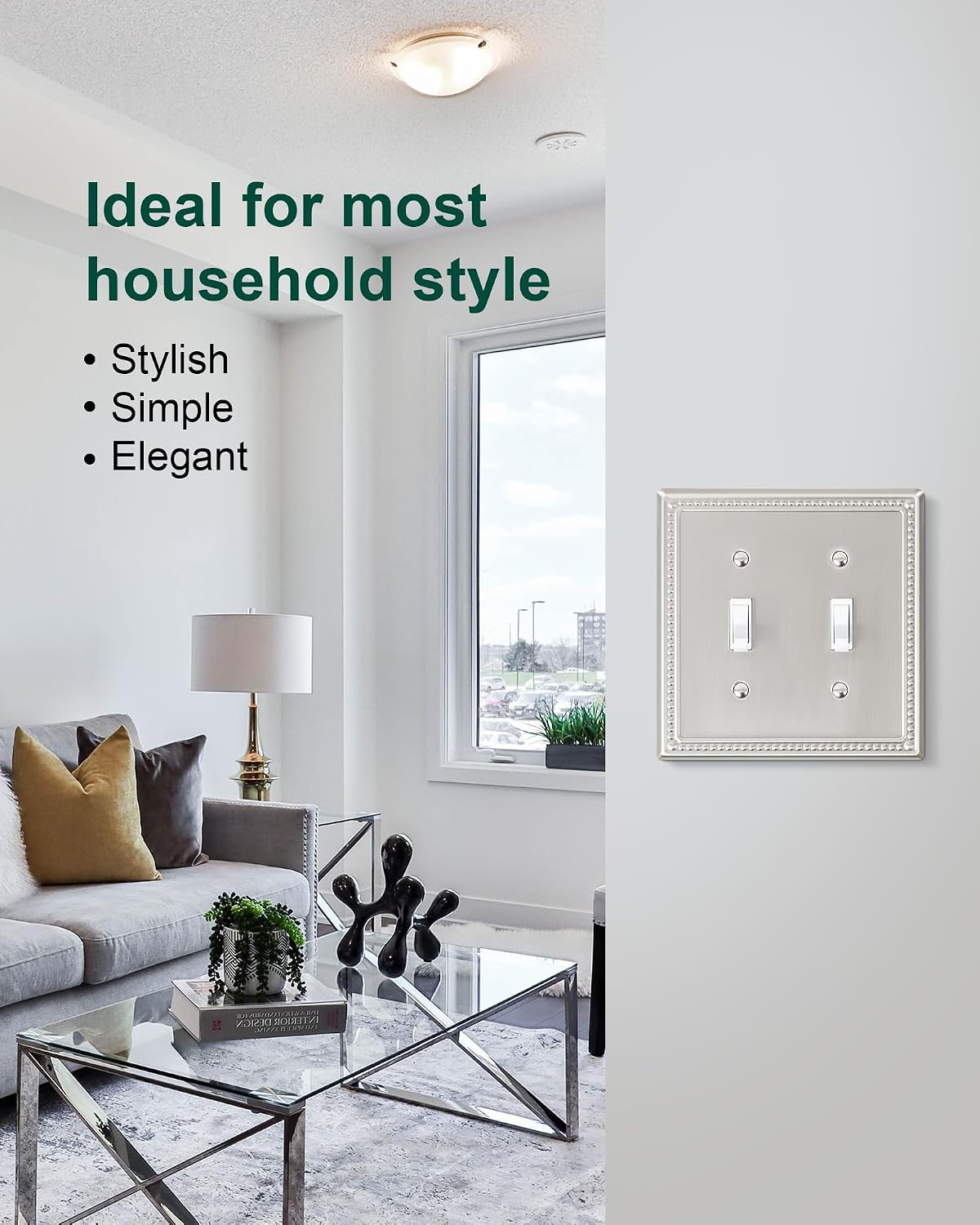 Treewell double toggle switch plate installed on a modern interior wall