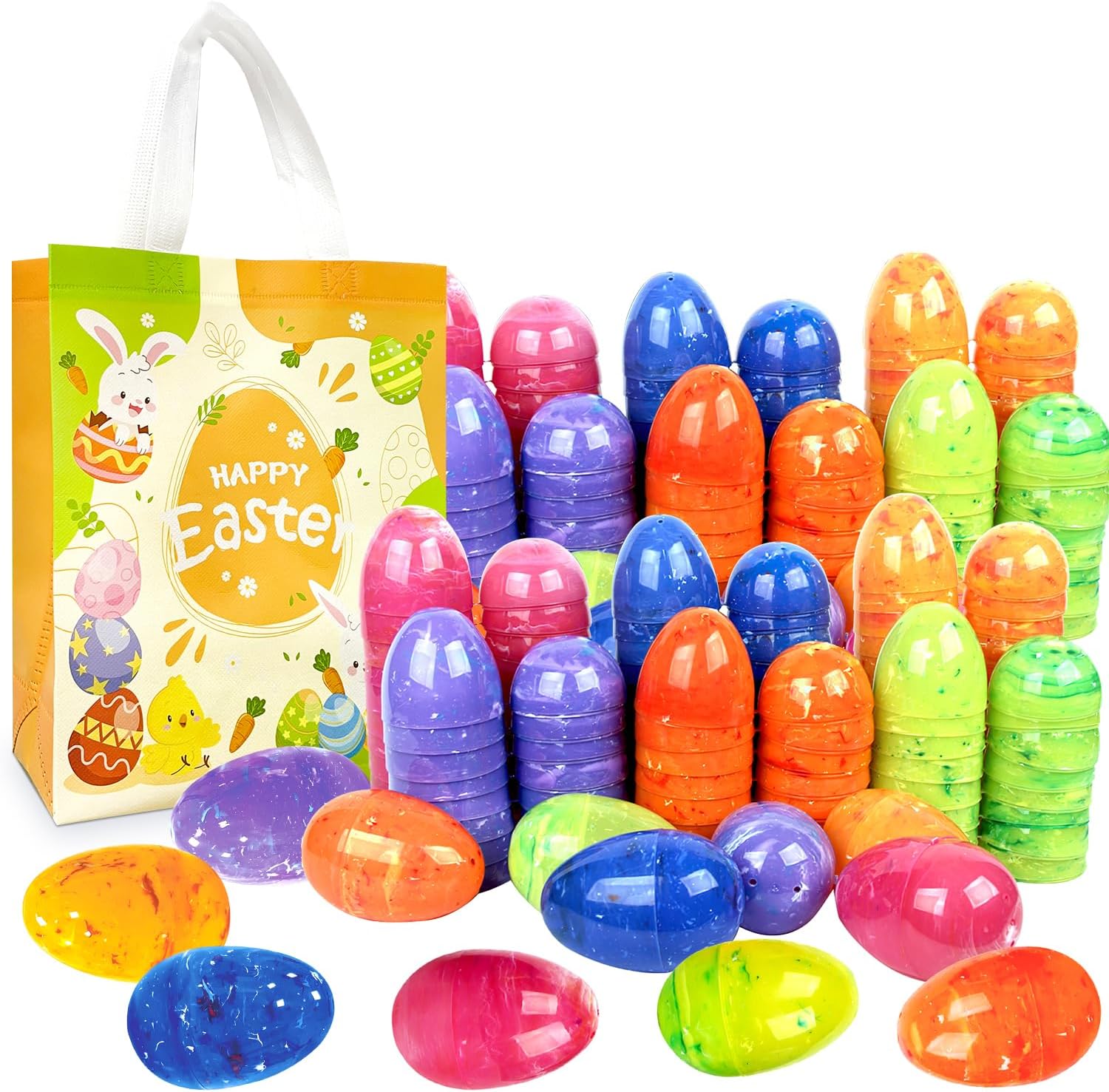 Aviski 72 piece jumbo iridescent marble easter eggs bulk pack front view showcasing vibrant colors