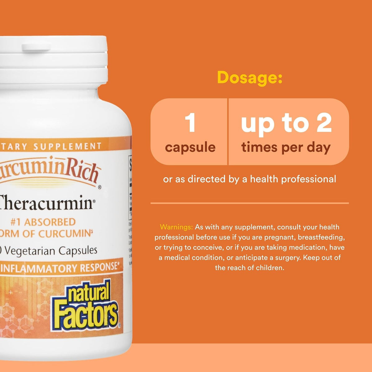 Natural Factors CurcuminRich Theracurmin dietary supplement ingredients panel