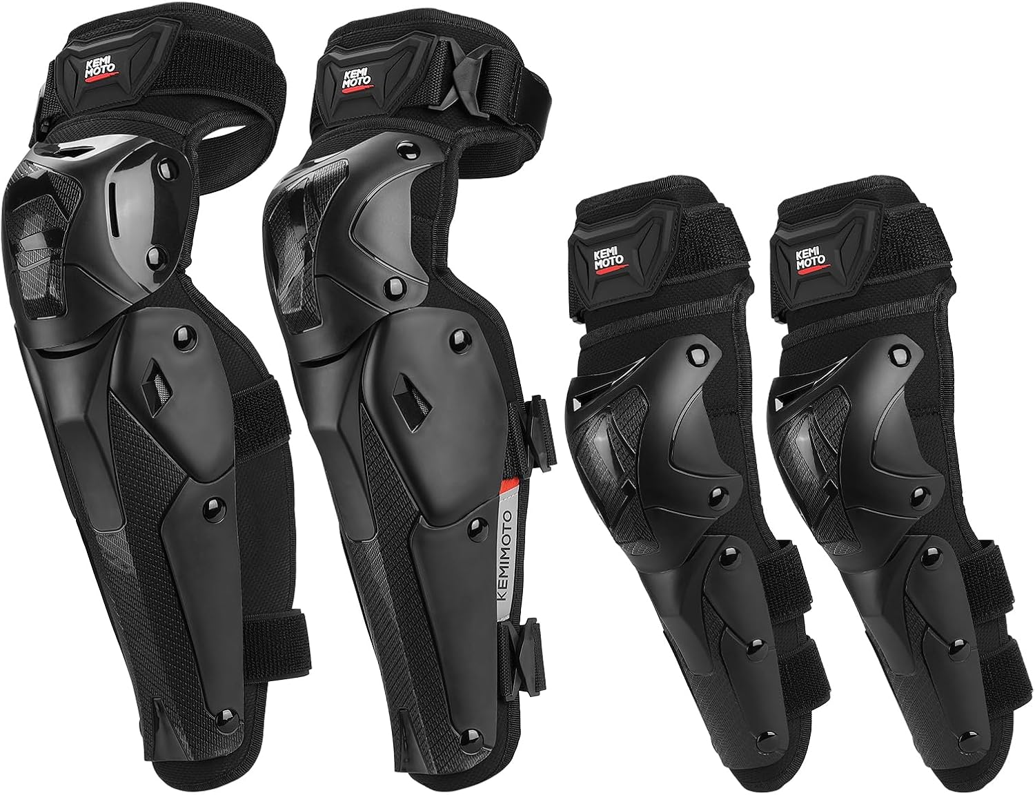 Kemimoto motorcycle knee and shin guards front view professional powersports armor