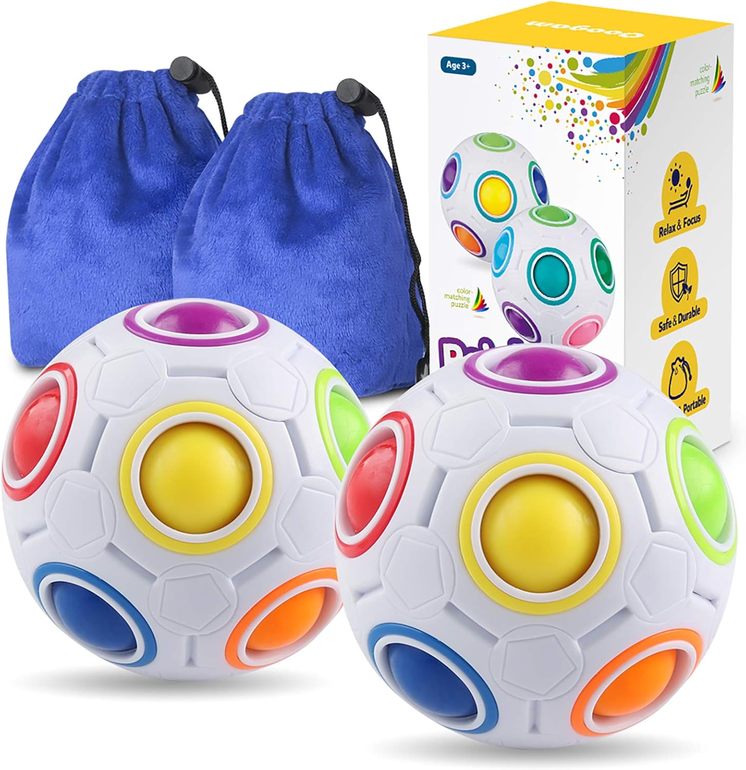 Coogam Rainbow Puzzle Ball Pack of Two front view authentic imported educational toy