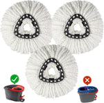 FunCee microfiber spin mop replacement heads front view showing the fluffy white cleaning strands.