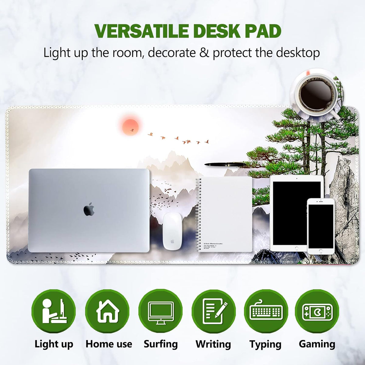 AIMSA large desk mat showing ultra smooth lycra cloth surface texture.