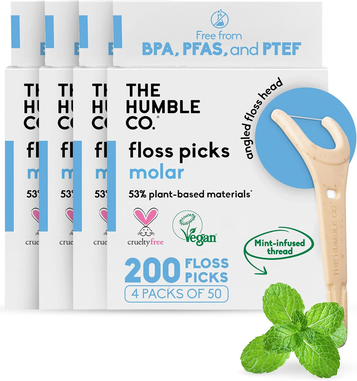 The Humble Co. dental floss picks front view