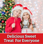 Kandyrifik peppermint candy canes displayed next to the included holiday creative recipe booklet.