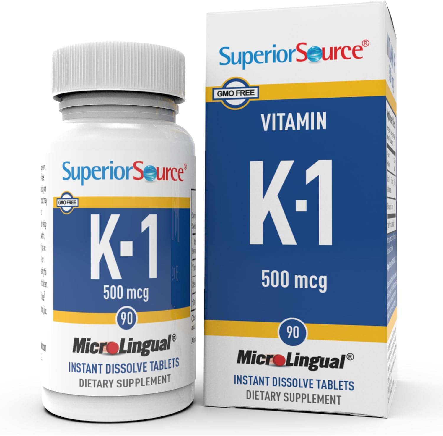 Superior Source Vitamin K1 sublingual tablets front view container for bone strength