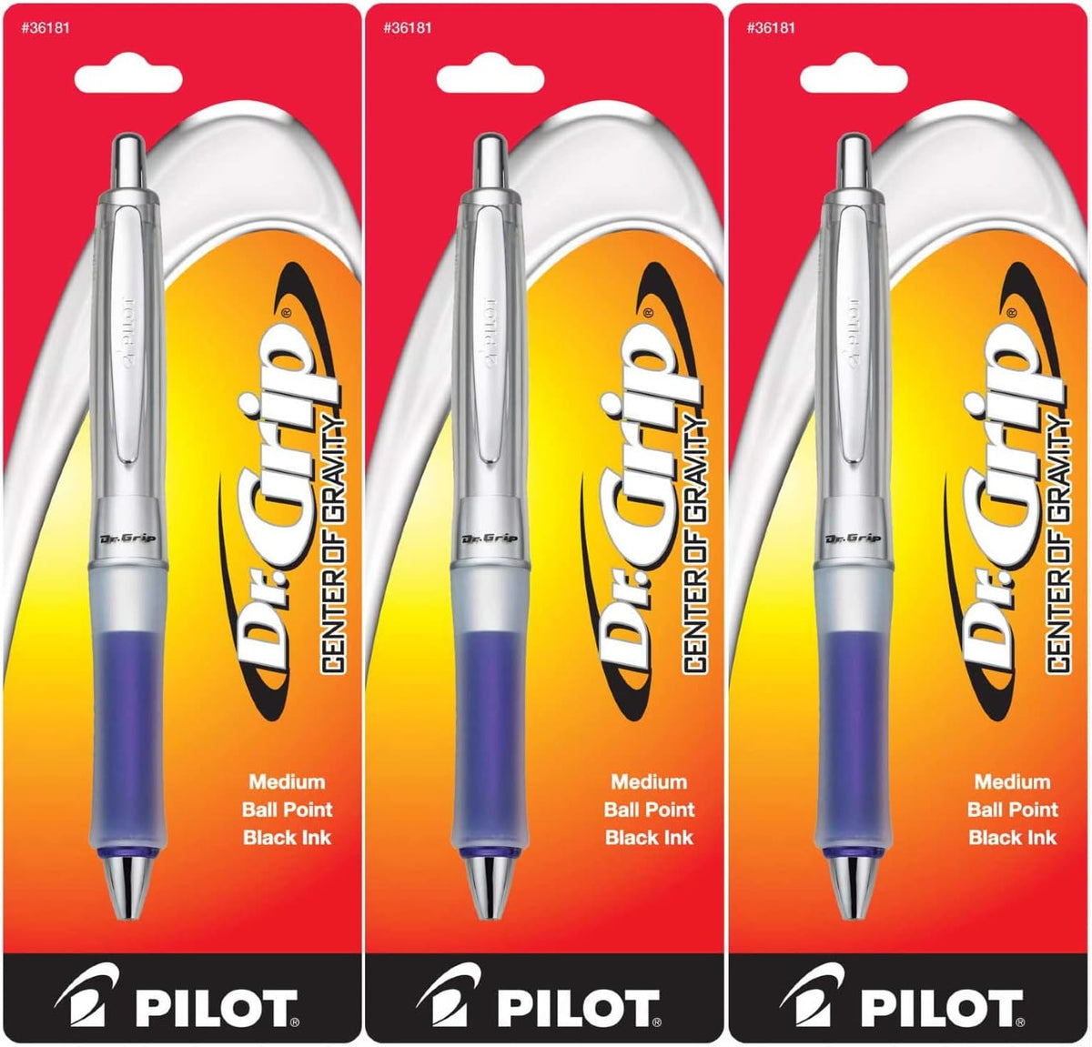 Pilot Dr. Grip ballpoint pen displayed for school and office use