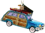 Old World Christmas Surfer Santa handcrafted glass collectible full display