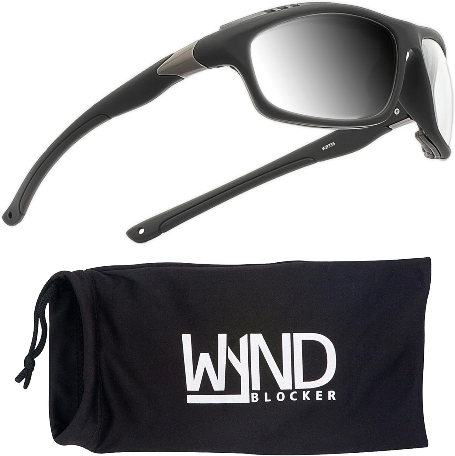 WYND Blocker Murph Model 335 photochromic motorcycle glasses front view with matte black frame