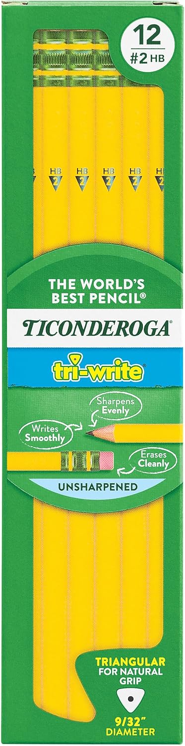Ticonderoga Tri-Write wood-cased pencils front view