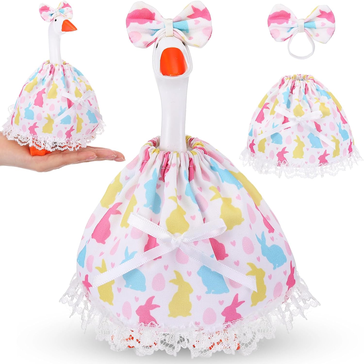 Sunnymove Easter bunny dress and hat set for 7 inch desk goose