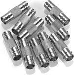 Warmstor BNC female to female adapter pack front view showing silver nickel-plated barrel design.