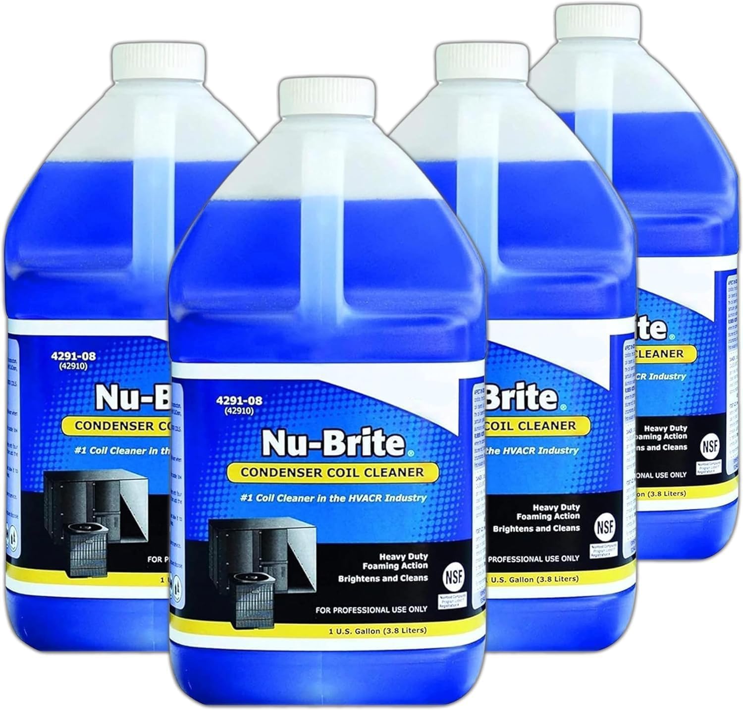 Nu-Calgon Nu-Brite Condenser Coil Cleaner 4 gallon jugs set front view