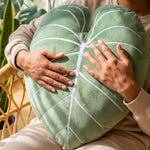 Philodendron gloriosum heart shaped decorative pillow texture