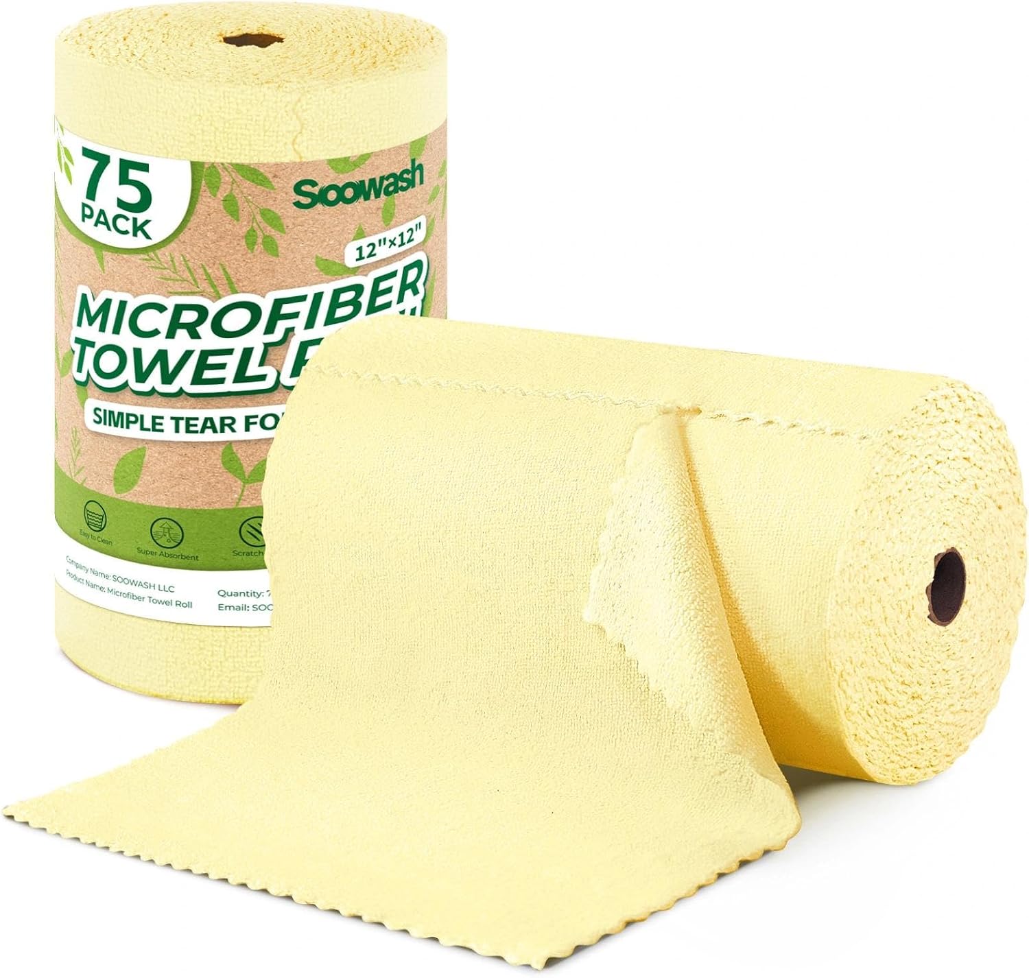 SOOWASH microfiber cleaning cloth roll front view packaging
