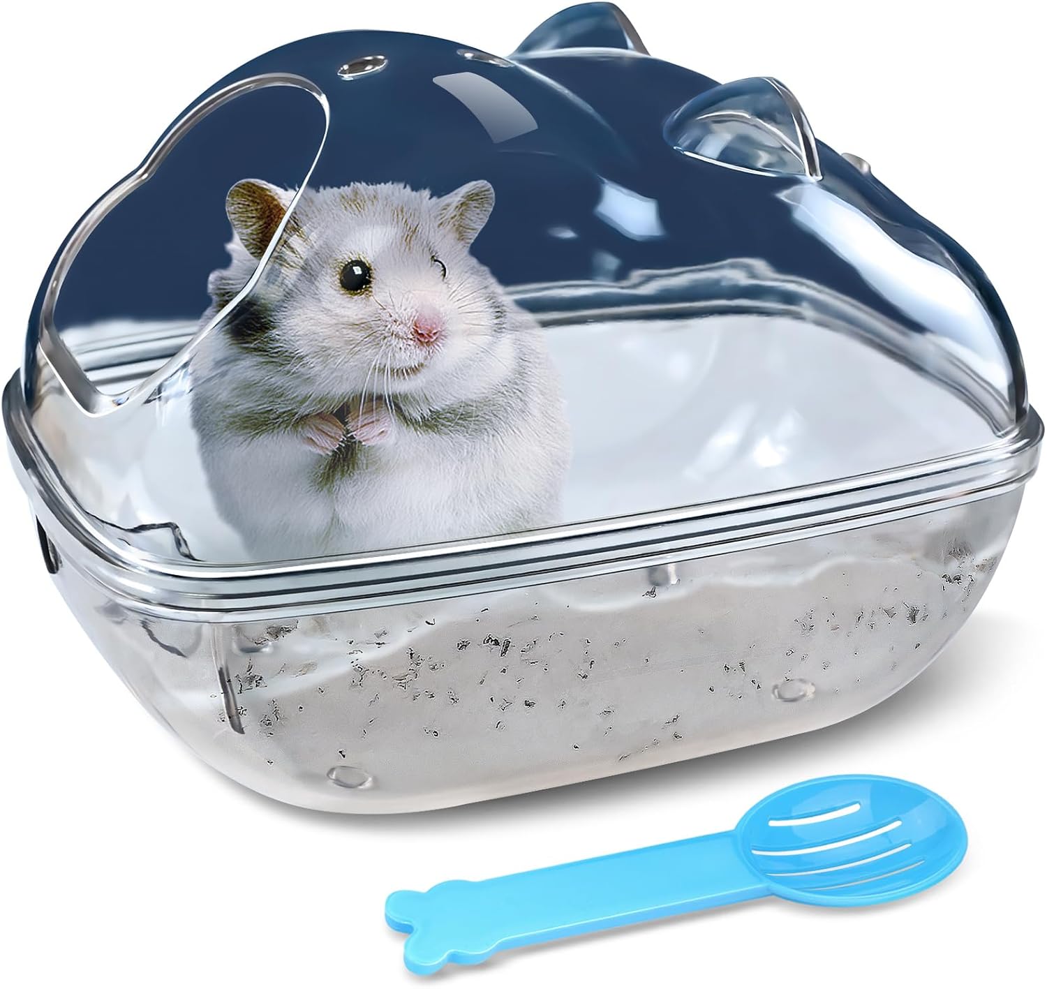 lazYYzal Hamster Bathtub,Hamster Bathroom,Small Animal Habitat Dcor,Sand Bath Container Transparent Beds,Hamster Bed,Ice Bathtub,Sleep Pad Nest,Sand Bath Box for Small Pet Animals Cage AccessoriesS - Image 1