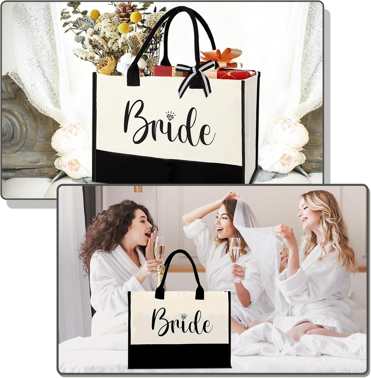 Vanqruo wedding tote bag handles and stitching