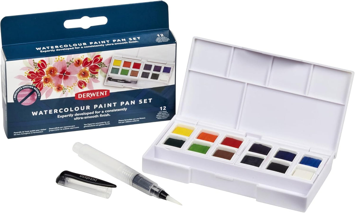 Derwent professional quality art supplies kit contents layout