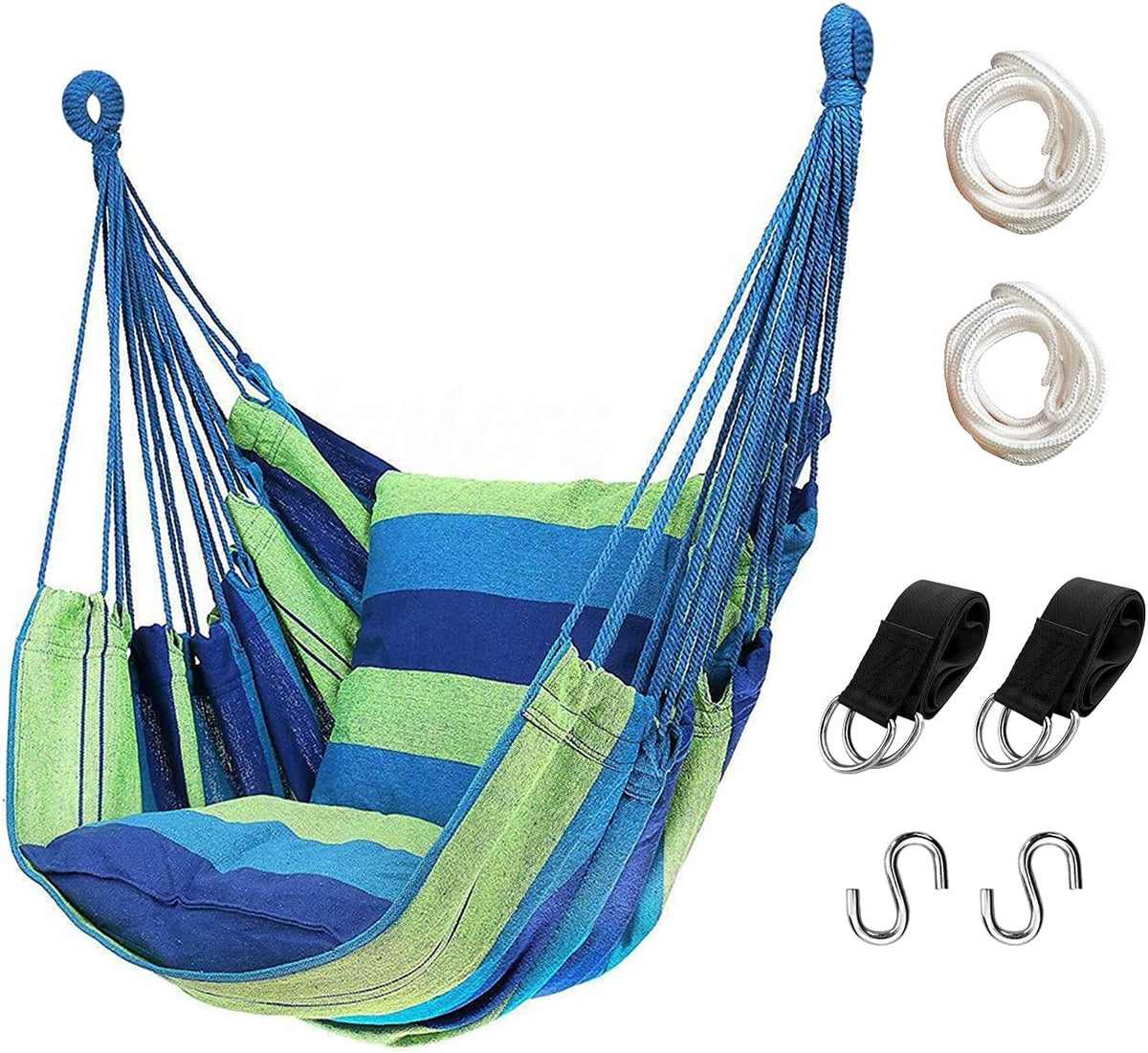 Hommtina Hammock Chair Hanging Rope Swing, Max 300 Lbs Hanging Chair with Pocket & Durability Perfect for Outdoor, Home, Bedroom, Patio, Yard (Pillows NOT Included,Dark Gray) - Image 12