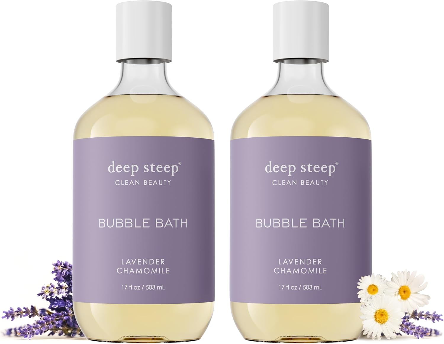 Deep Steep bubble bath front view bottle packaging