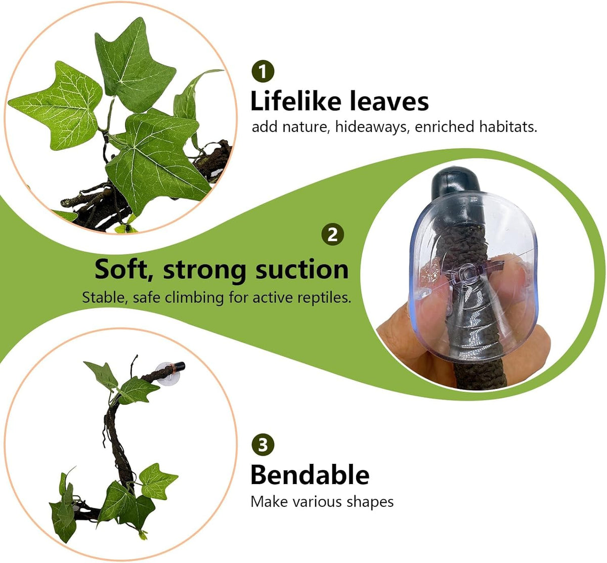 Bnosdm reptile terrarium decor with suction cup attachment