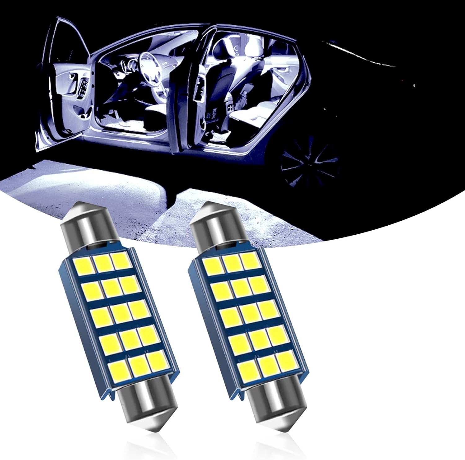Fogfar 42mm double tip LED reading light set front view