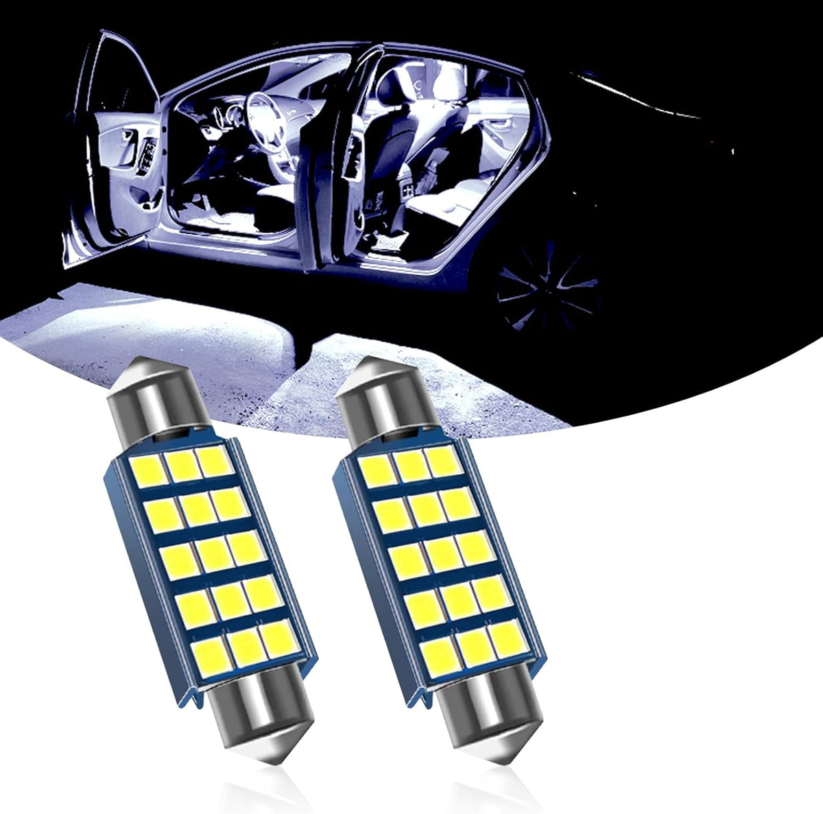 Fogfar 42mm double tip LED reading light set front view