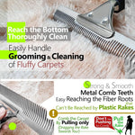 Person using Zemozen pet hair removal tool on plush rug