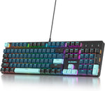 surmen Full Size Creamy Keyboard with Number Pad, 104 Keys RGB Wired Mechanical Gaming Keyboard Backlit with PBT Keycaps Linear Red Switch for Laptop Desktop PC Gamers104 Blue Samurai - Image 11