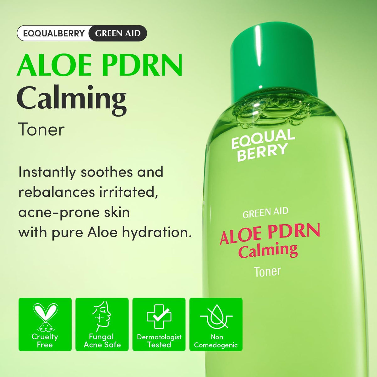 Eqqualberry Aloe Pdrn Calming Toner texture and lightweight consistency