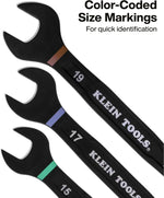 Rolled up storage pouch containing the 8-piece wrench set