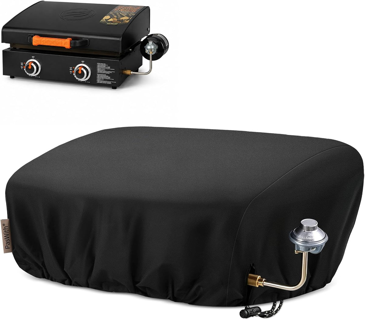 PasWith Griddle Cover for Blackstone 22 inch with Hood & Stand[Upgrade 1000D Heavy Duty Fabric]Waterproof UV & Fade Resistant Griddle Cover for Blackstone 17 and 22 inch Grill with Straps & Air Vents - Image 10