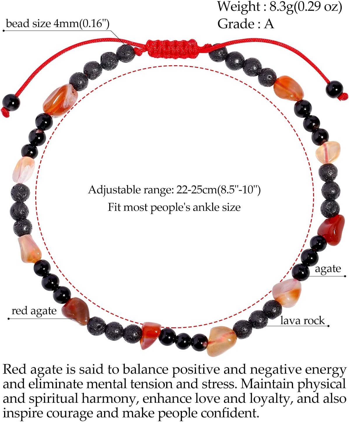 Jewever healing crystal anklet flat lay