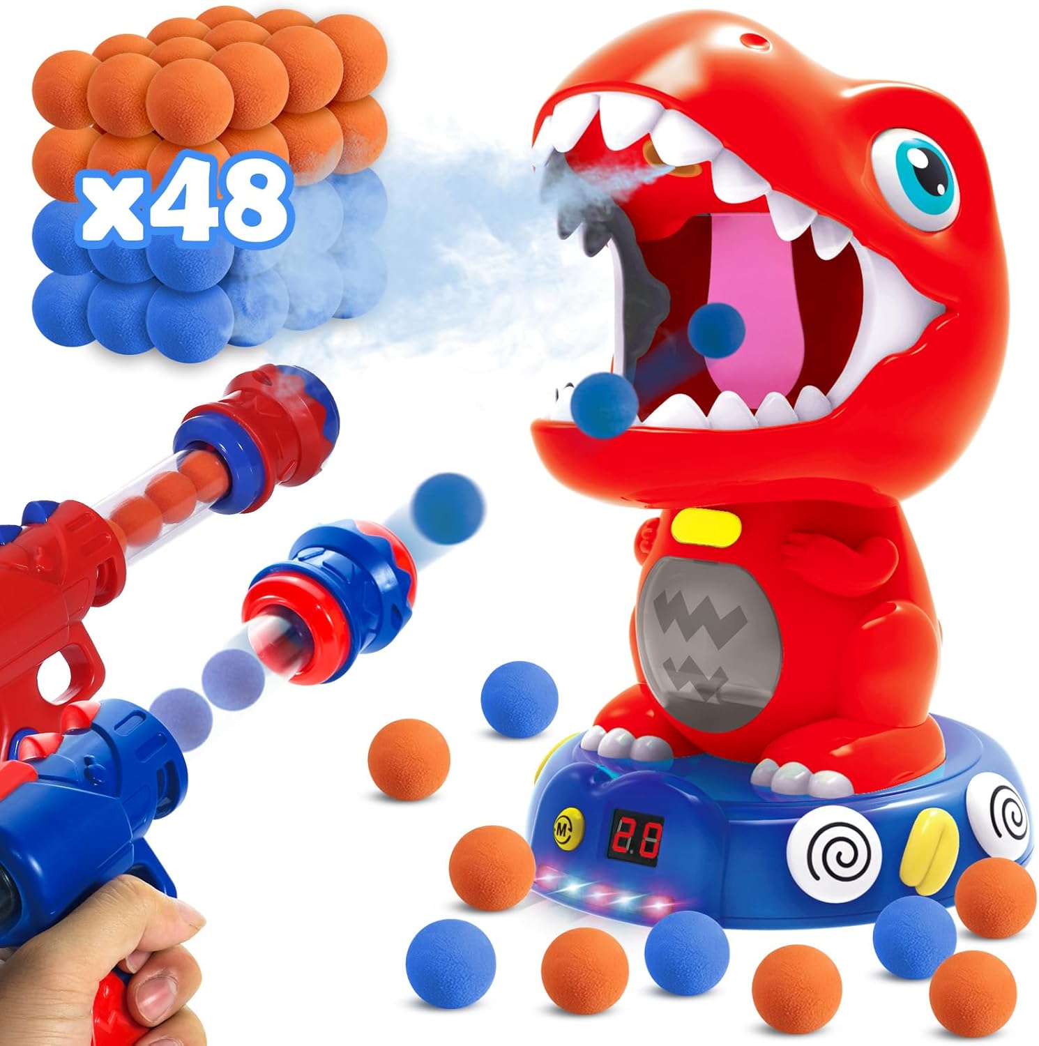 Kssvzz movable dinosaur shooting game set with target and blasters