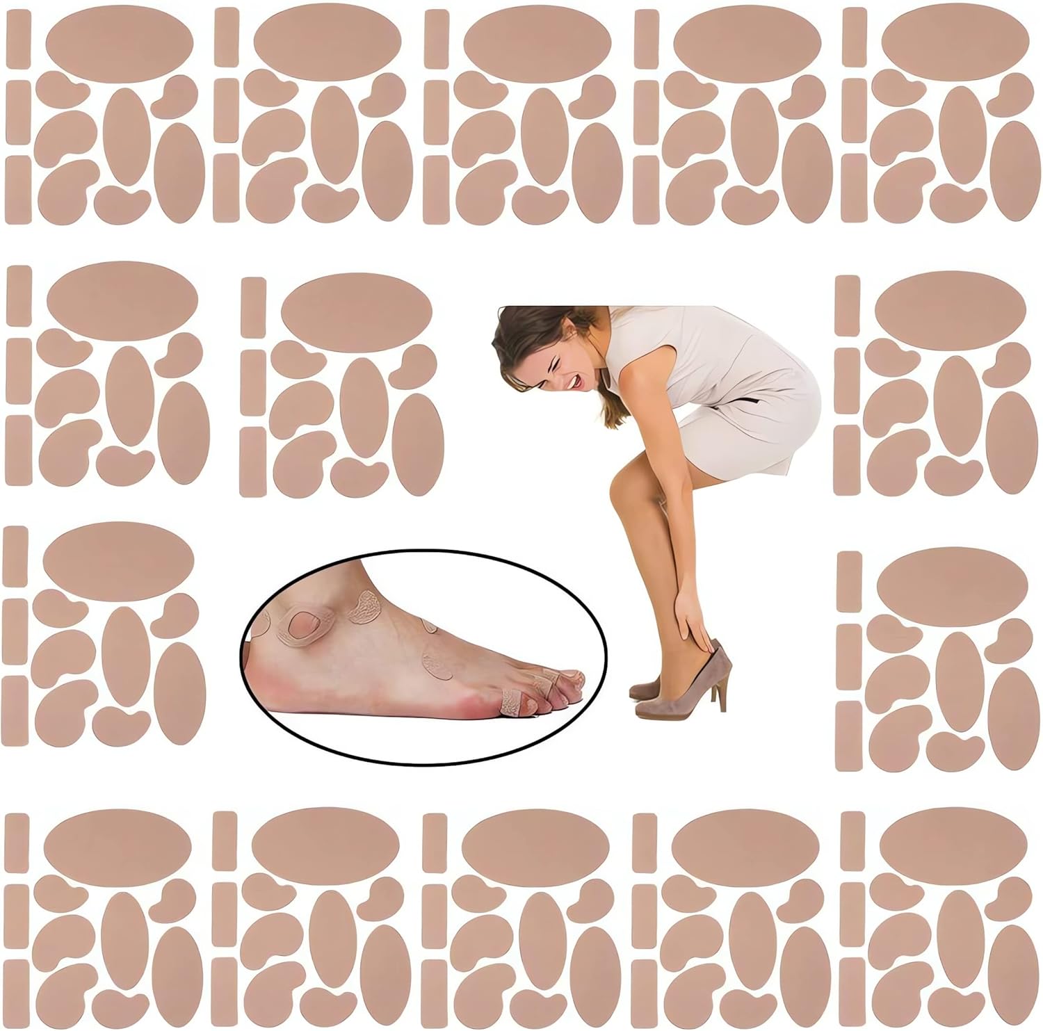 165 Pieces Moleskin for feet blisters Moleskin Tape Anti-wear Heels Stickers Blister Prevention Pads for Shoes Hiking 11 Shapes 15sets - Image 1